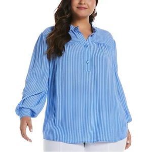 Plus Size Stripe Popover Blouse